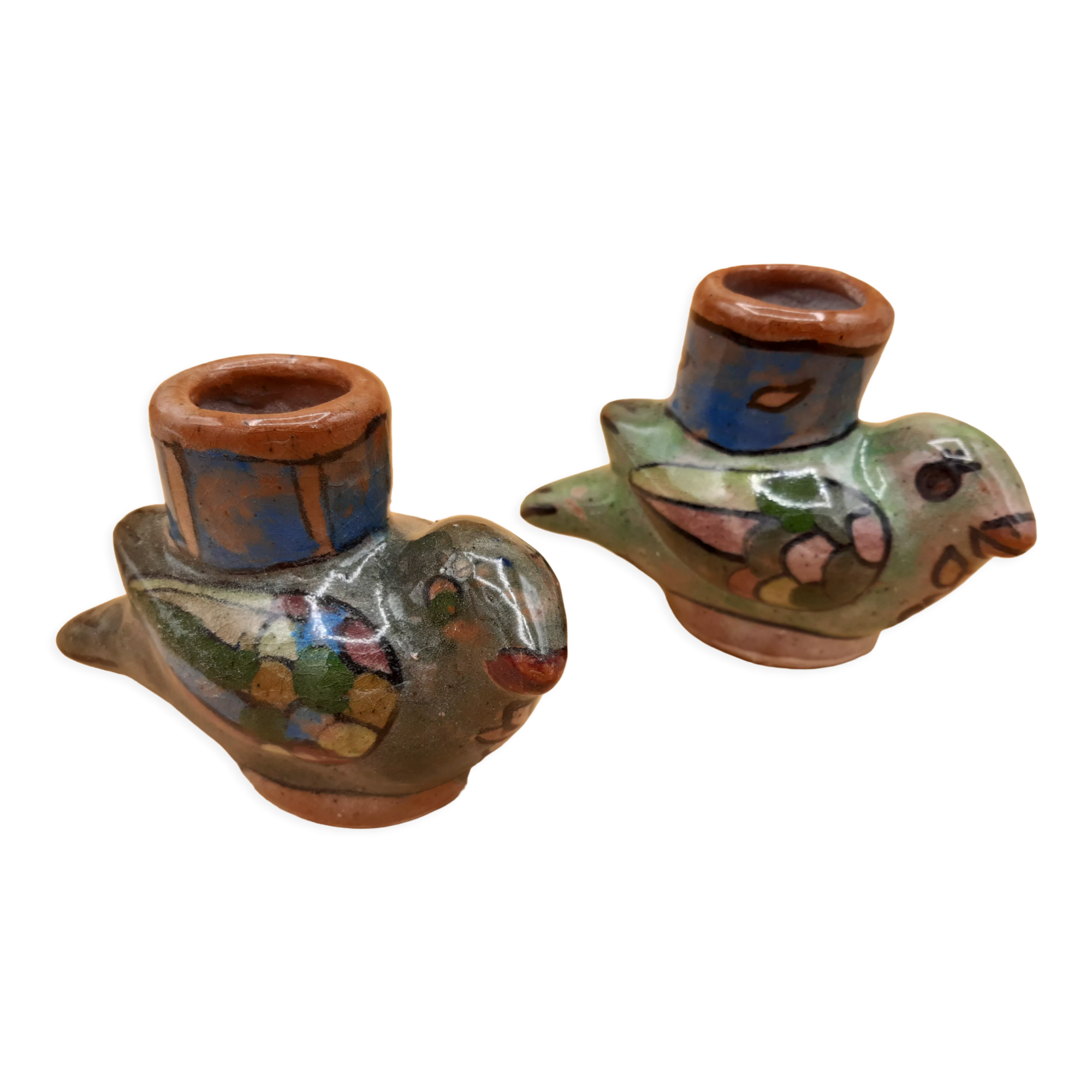Ceramic bird candlesticks (2)