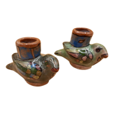 Ceramic bird candlesticks (2)