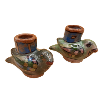 Ceramic bird candlesticks (2)