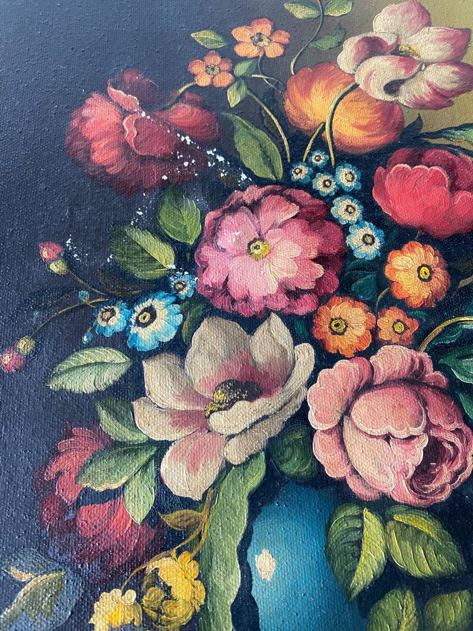 Oil on canvas bouquet of flowers signed Anceschi