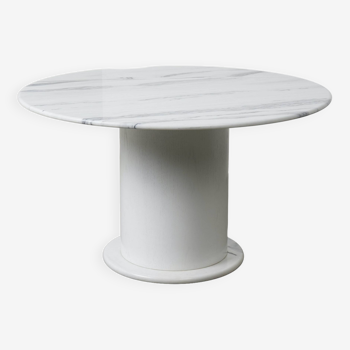 Table à manger ronde en marbre de Carrare, années 1970