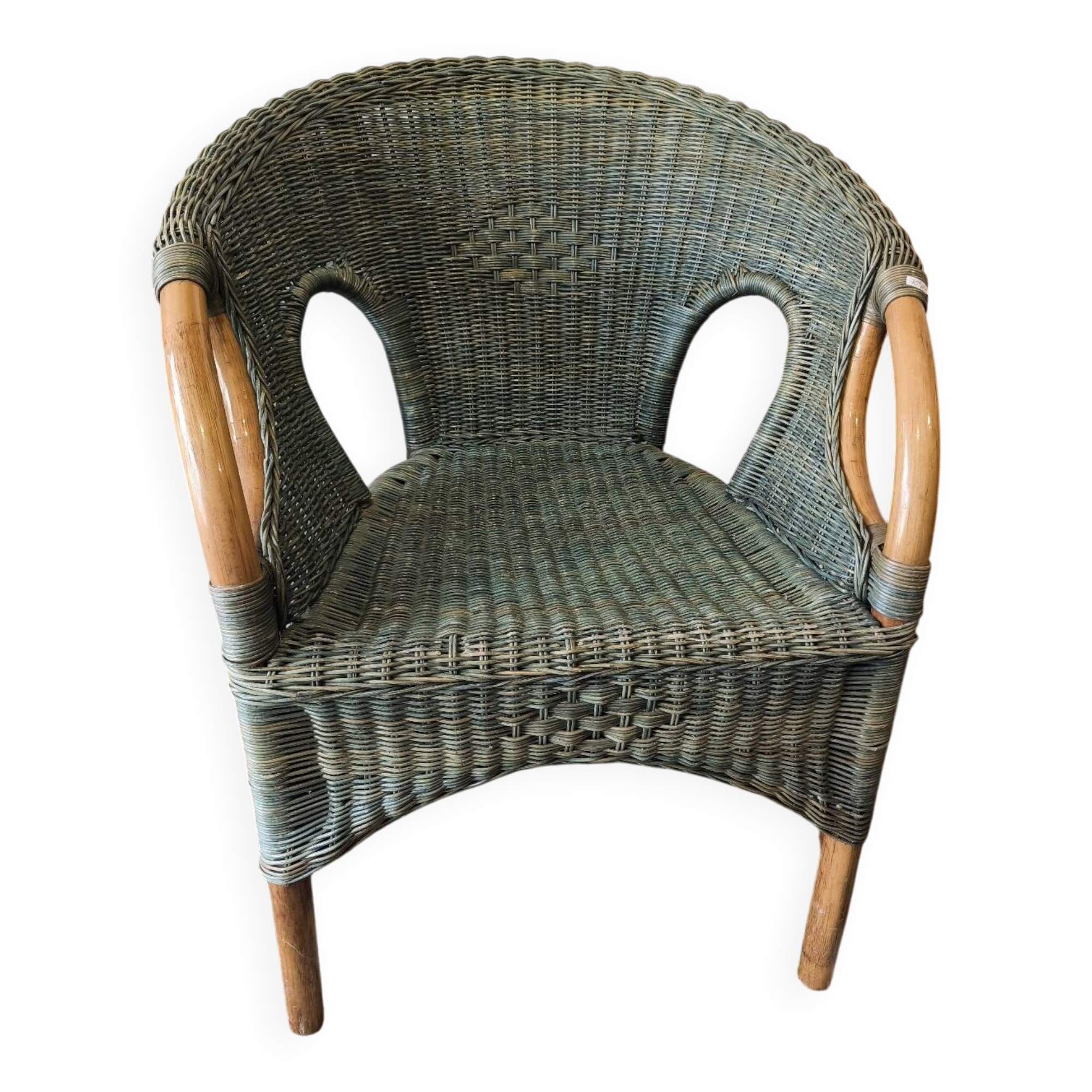 Fauteuil en osier bleu