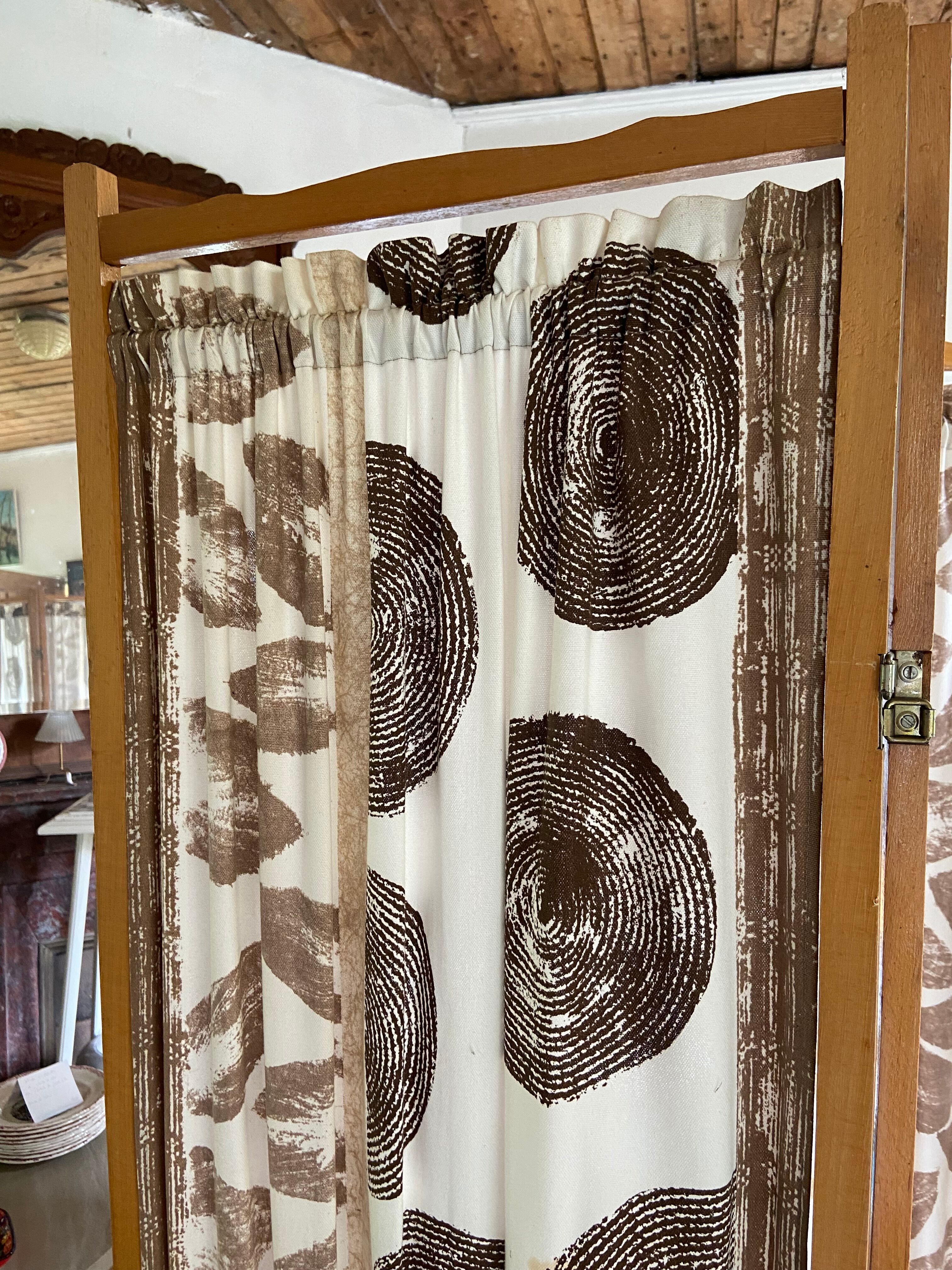 Wooden and fabric screen from the 60s