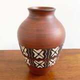 Vintage brown ceramic German vase, Mid Century West Germany pottery