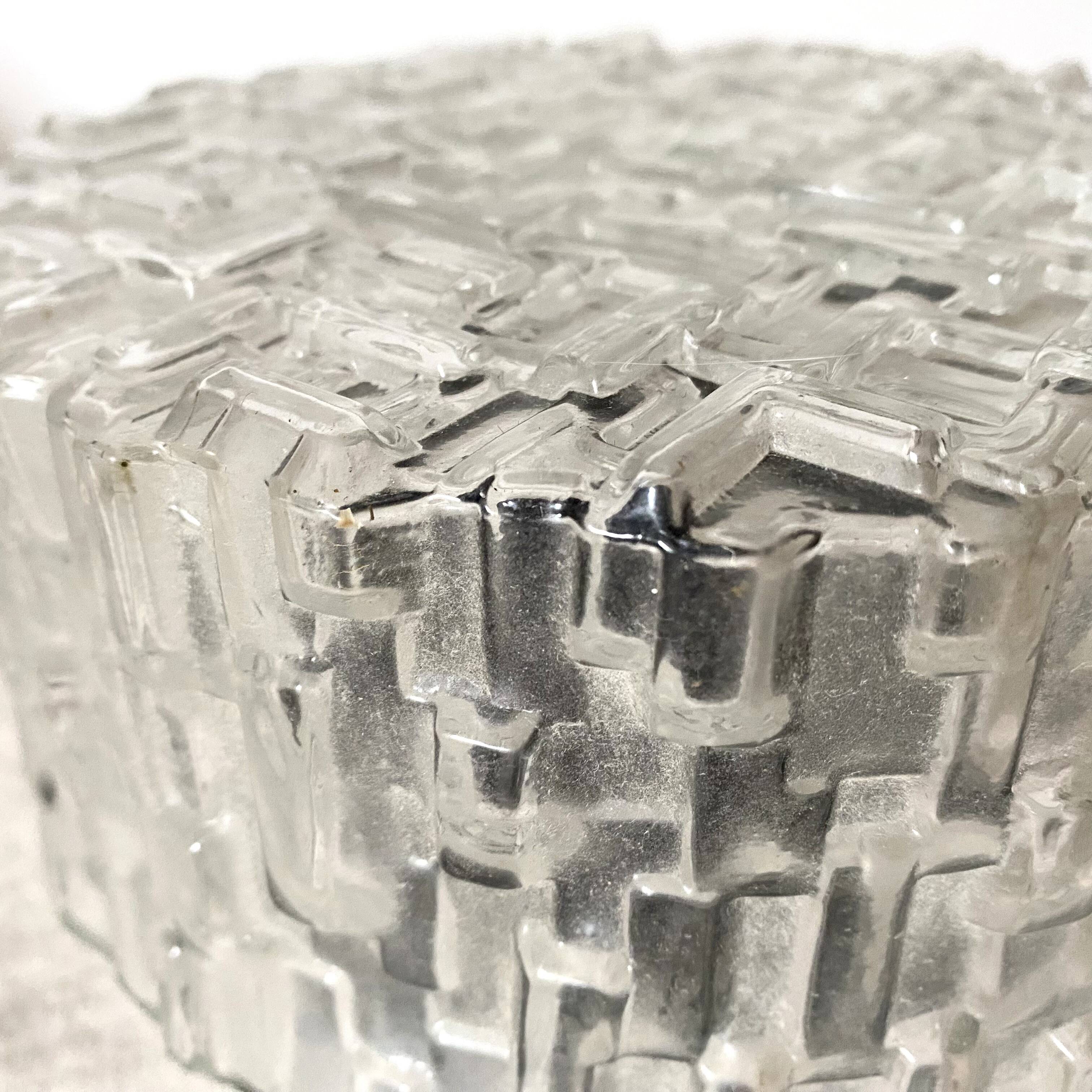 Vintage round ceiling light in molded glass