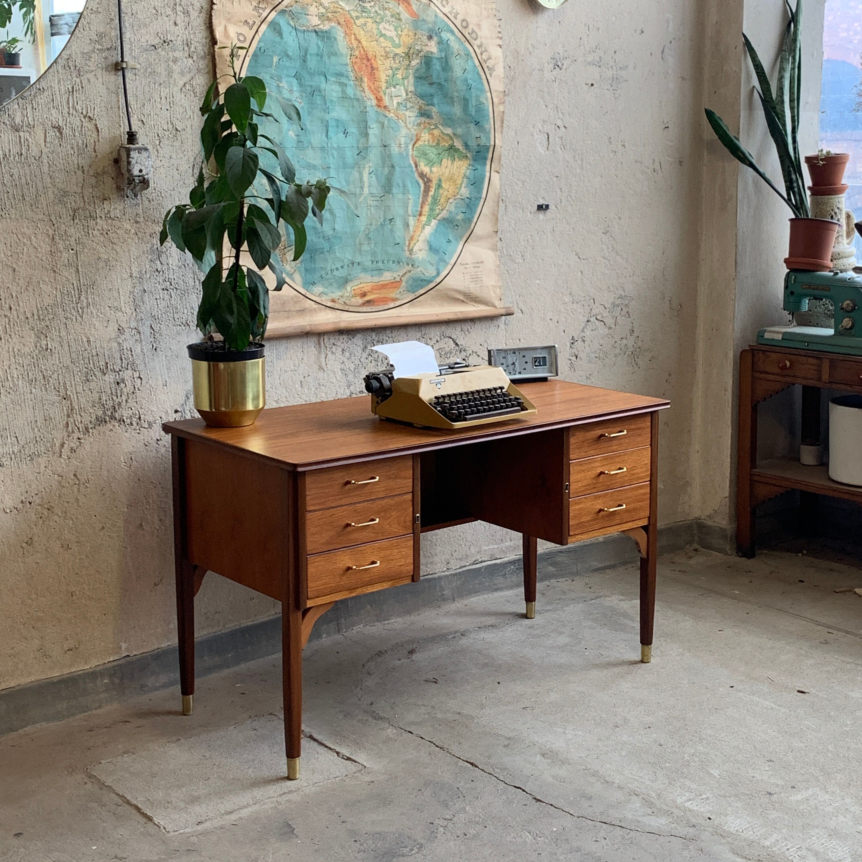 Teak desk on rosewood legs, 60s Norway, vintage