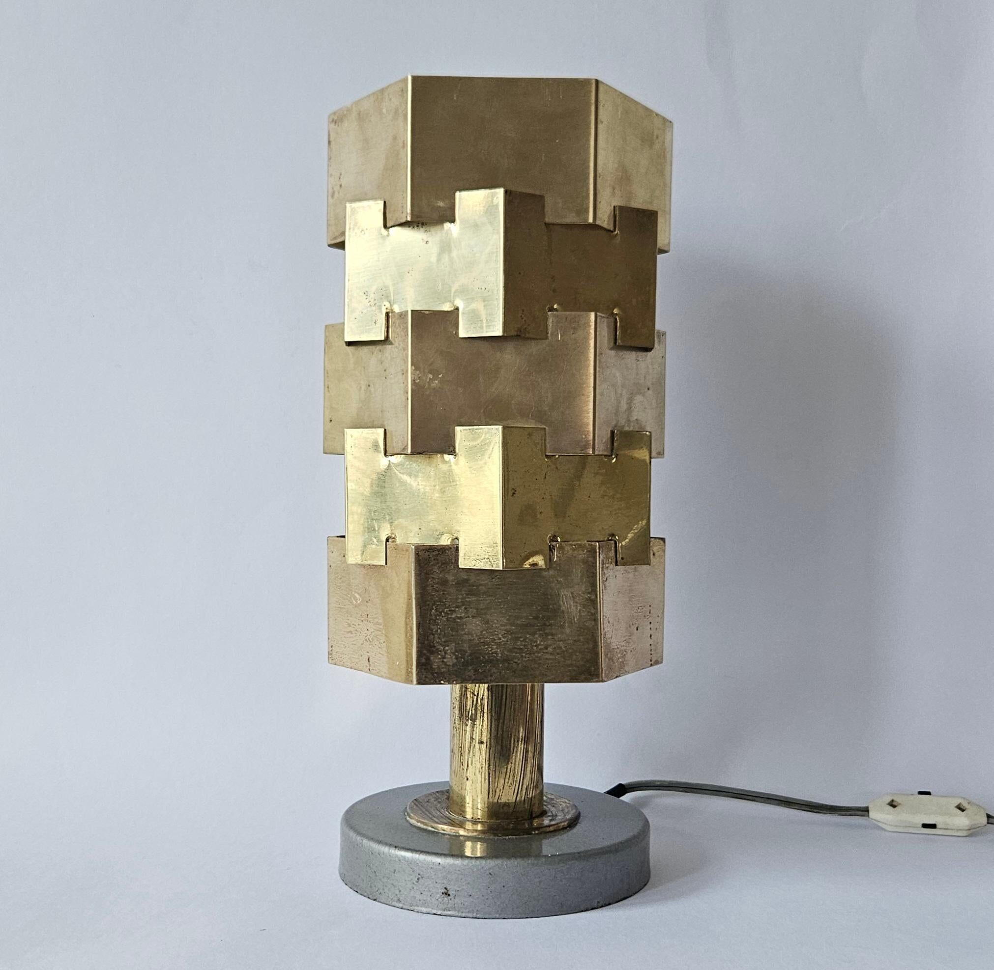 Rare Lubid Table Lamp in Brass from the Mid-Century, in the Style of Max Sauze, 1970s