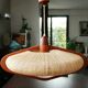 Scandinavian hanging lamp in teak and rope