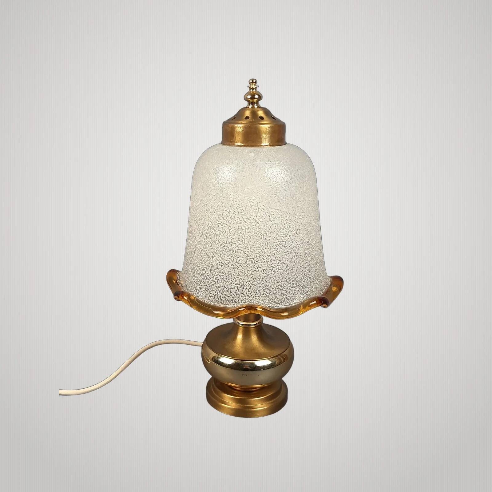 Lampe de Table Verre Murano Laiton Champignon Design Moderne Ans ‘70