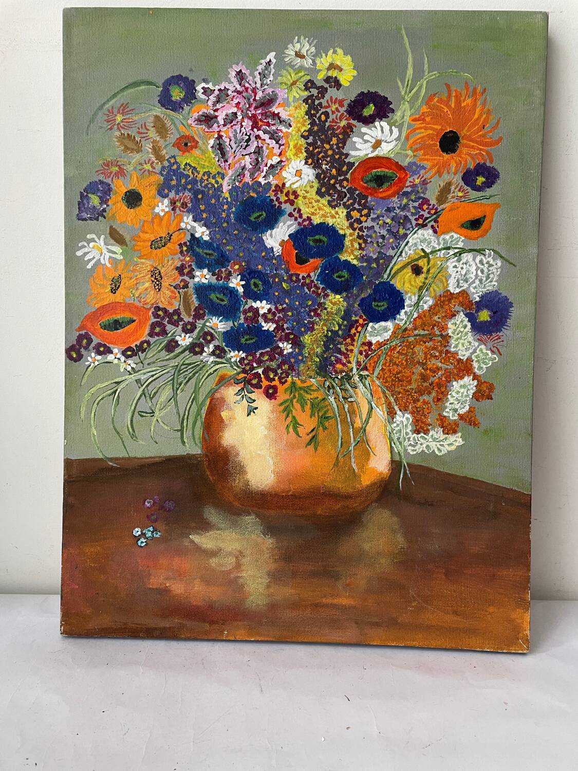 Old painting bouquet of flowers