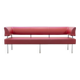Business class 3-seater sofa in red leather and chrome iron legs, 1990s