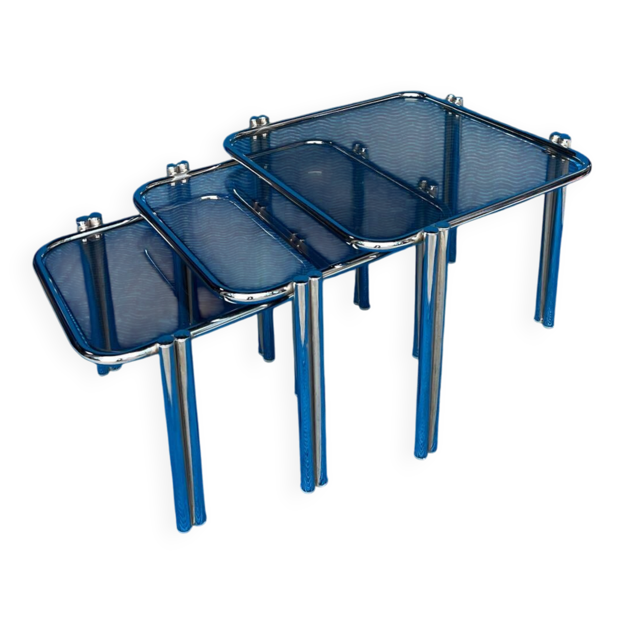 Set of 3 vintage nesting tables 1970 hollywood regency gold metal