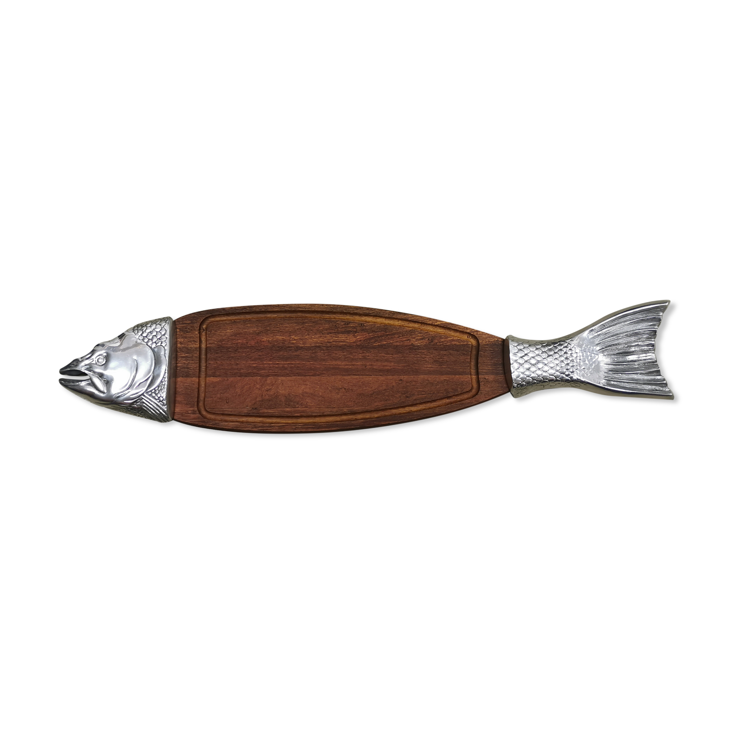 Scandinavian fish cutting board in solid teak 91 cm