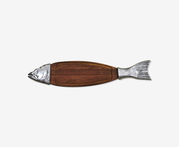 Scandinavian fish cutting board in solid teak 91 cm