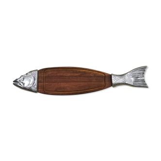 Scandinavian fish cutting board in solid teak 91 cm