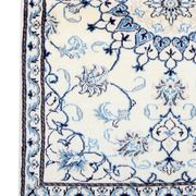 Blue cream oriental wool area rug handwoven traditional carpet- 88x131cm