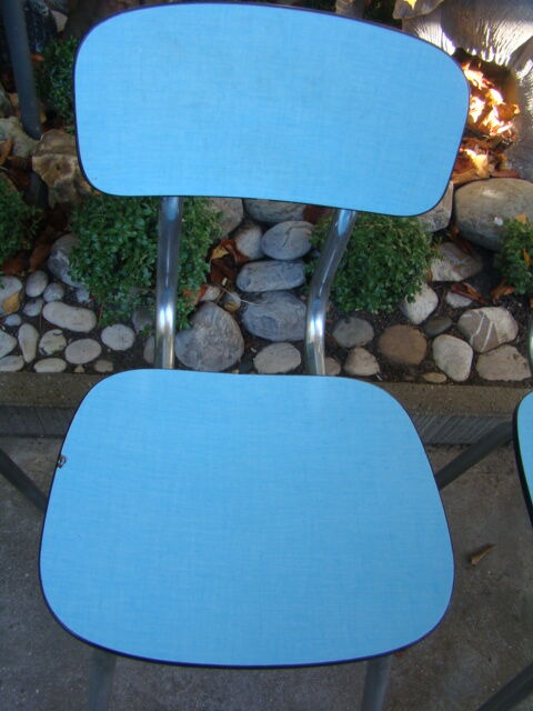 Set of three vintage blue formica chairs