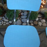 Set of three vintage blue formica chairs