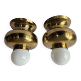 Pair of Brass Flush Mounts, Italy, 1970s