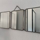 Vintage 1960s triptych barber hairdresser pumpkin mirror - 27 x 68 cm