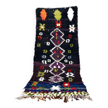 Tapis berbère marocain boucherouite vintage 205 x 87 cm (Parfait état)