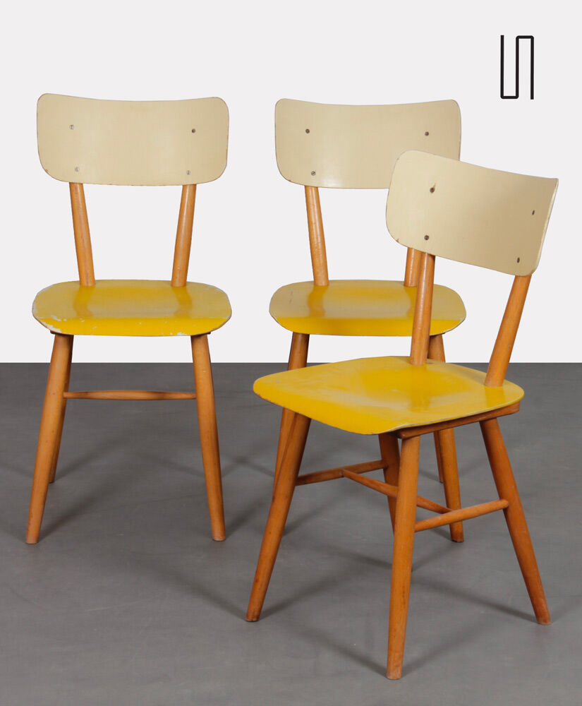 Suite of 3 chairs produced by Ton in the 1960s
