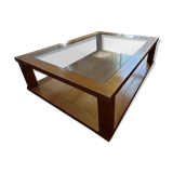Table basse en verre et chêne massif