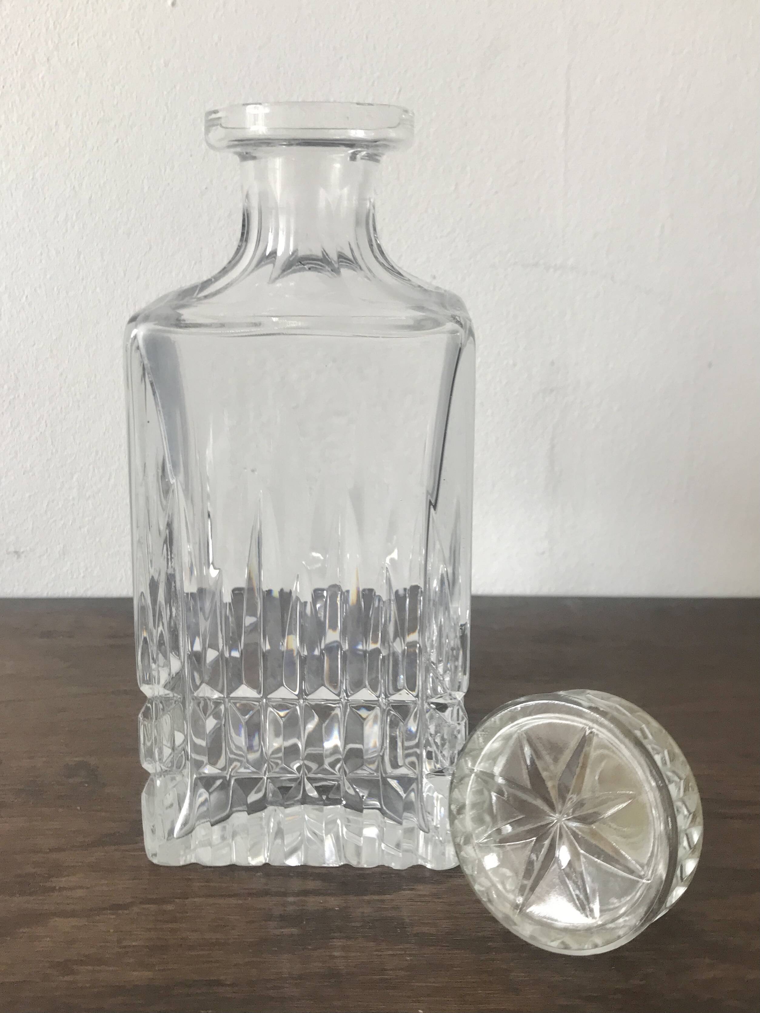 Crystal glass whiskey decanter