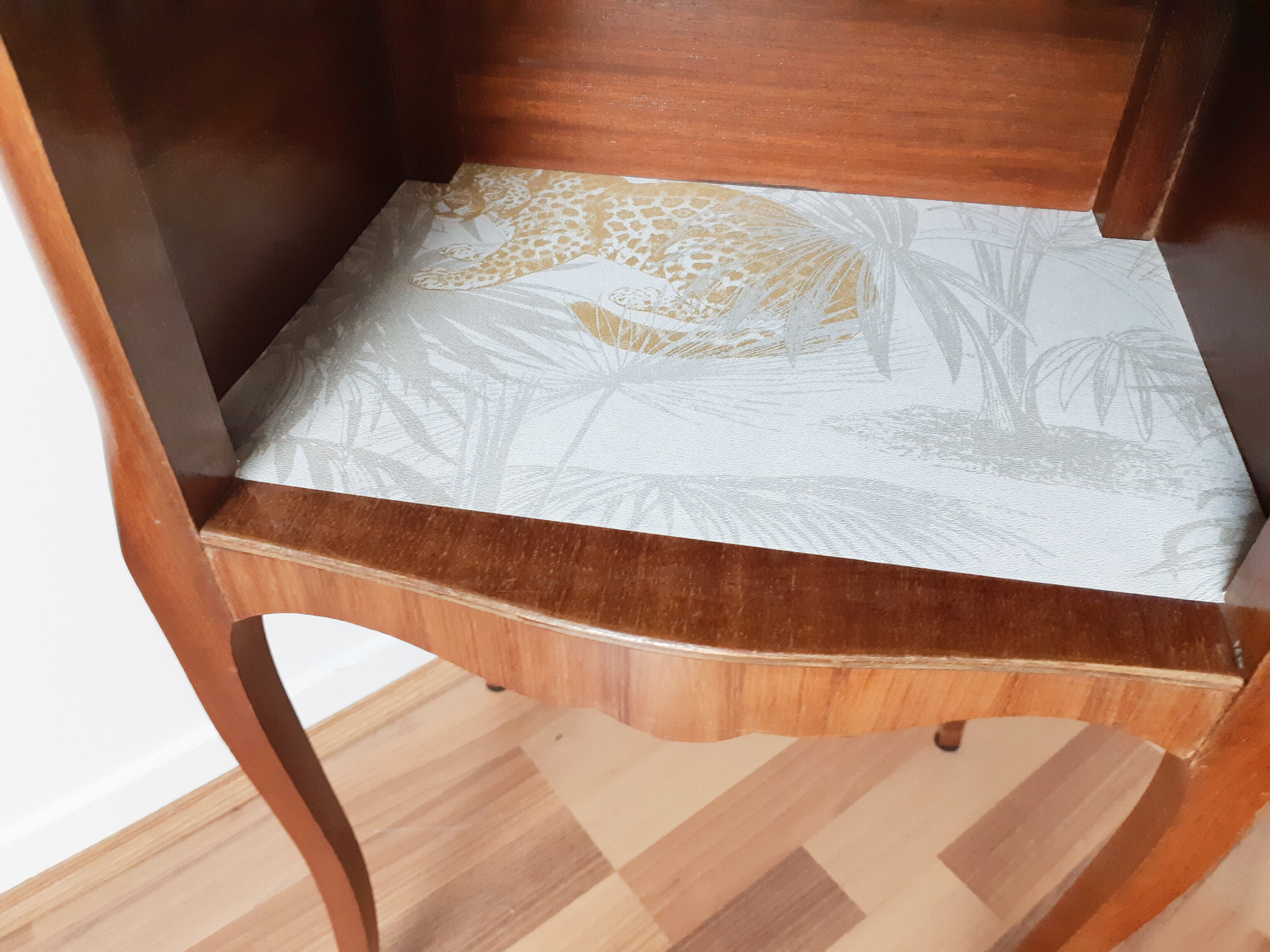 Bedside Louis XVI style wood, marquetry, vintage French