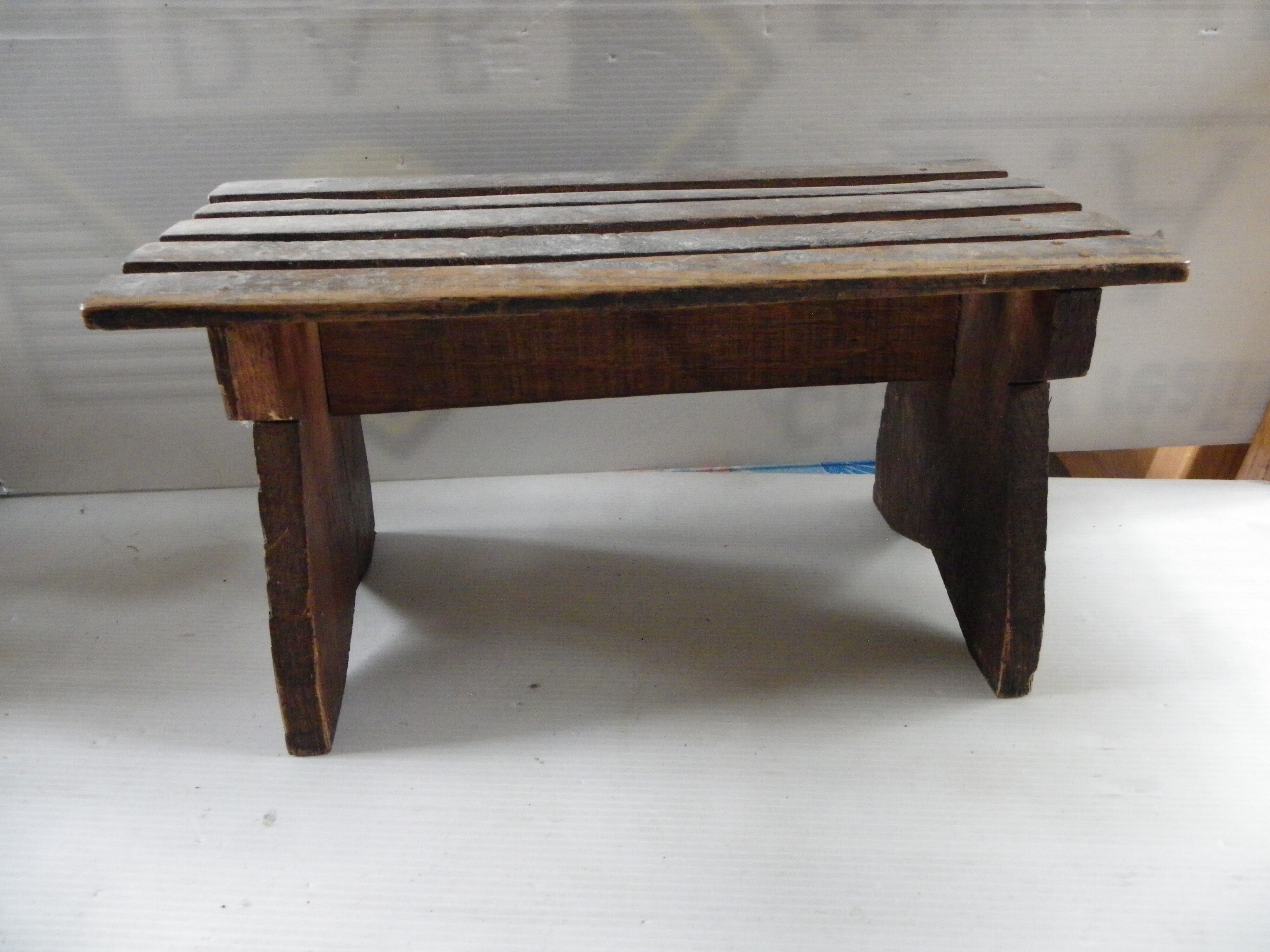 Vintage wooden bench footrest vintage plant holder