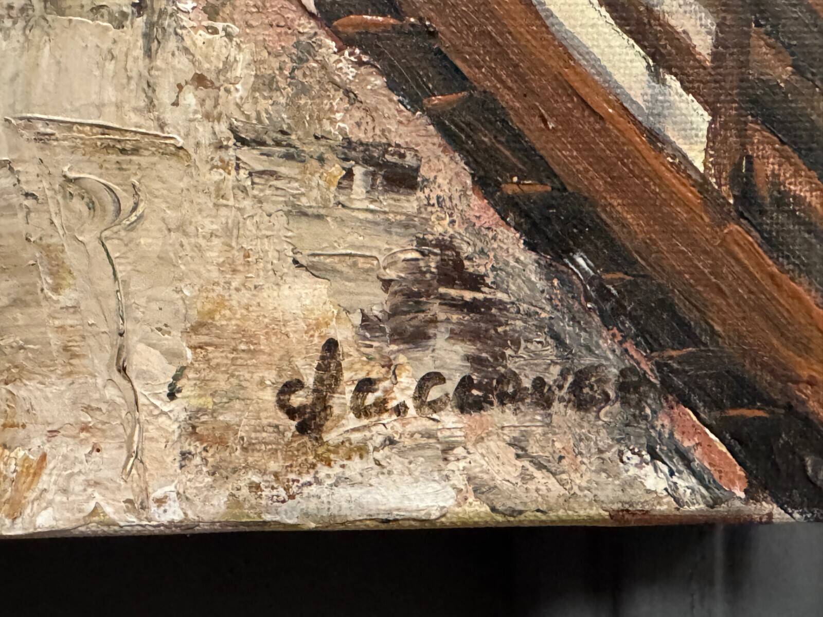 Huile sur toile par Claude Claveau Le Chalet des Chasseurs 1995