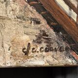 Huile sur toile par Claude Claveau Le Chalet des Chasseurs 1995