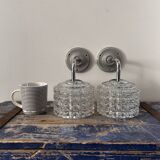 Pair of chrome wall lights