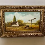 Small landscape painting oil on hardboard
