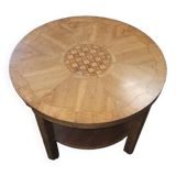 Round art deco pedestal table with marquetry