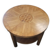 Gueridon rond art deco avec de la marqueterie
