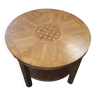 Round art deco pedestal table with marquetry