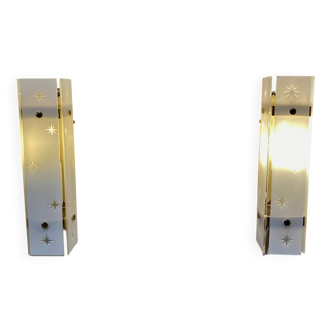 Pair of glass wall lights Scandinavian design 1960.