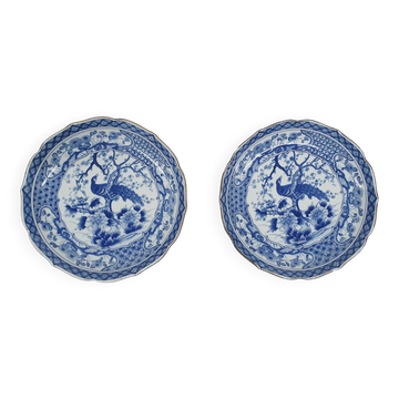 Set of 2 Andrea by Sadek porcelain plates with peacock, Japan 1970's