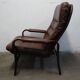 Fauteuil en cuir du milieu du siècle