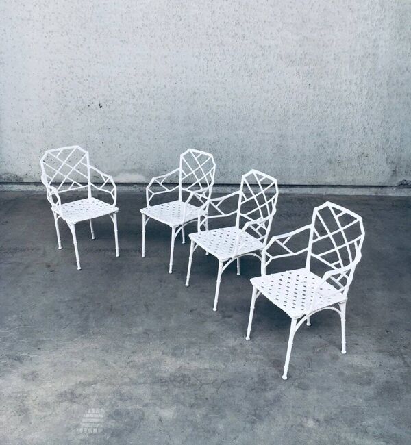 Calcutta Outdoor Armchair in Faux Bamboo by Hall Bradley for Brown Jordan, 1960s, Set of 4