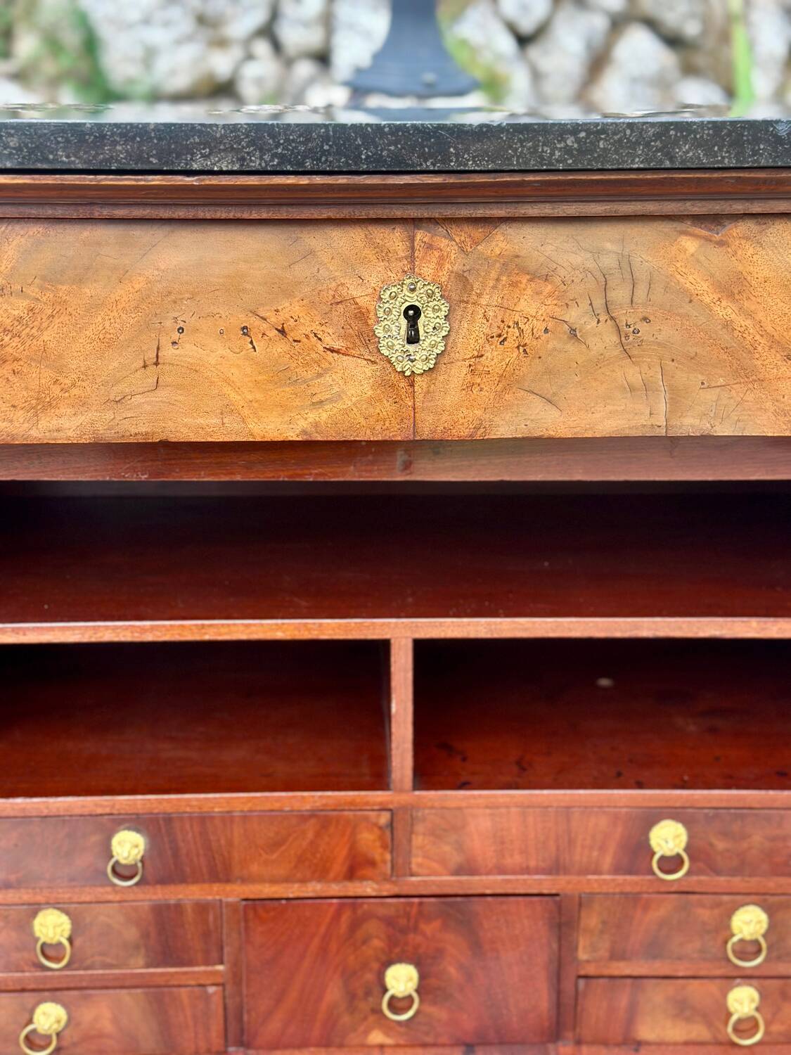 Empire period mahogany burl secretary from Egypt