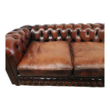 Brown leather chesterfield sofa 3 places