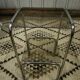 Vintage pedestal table, smoked glasses