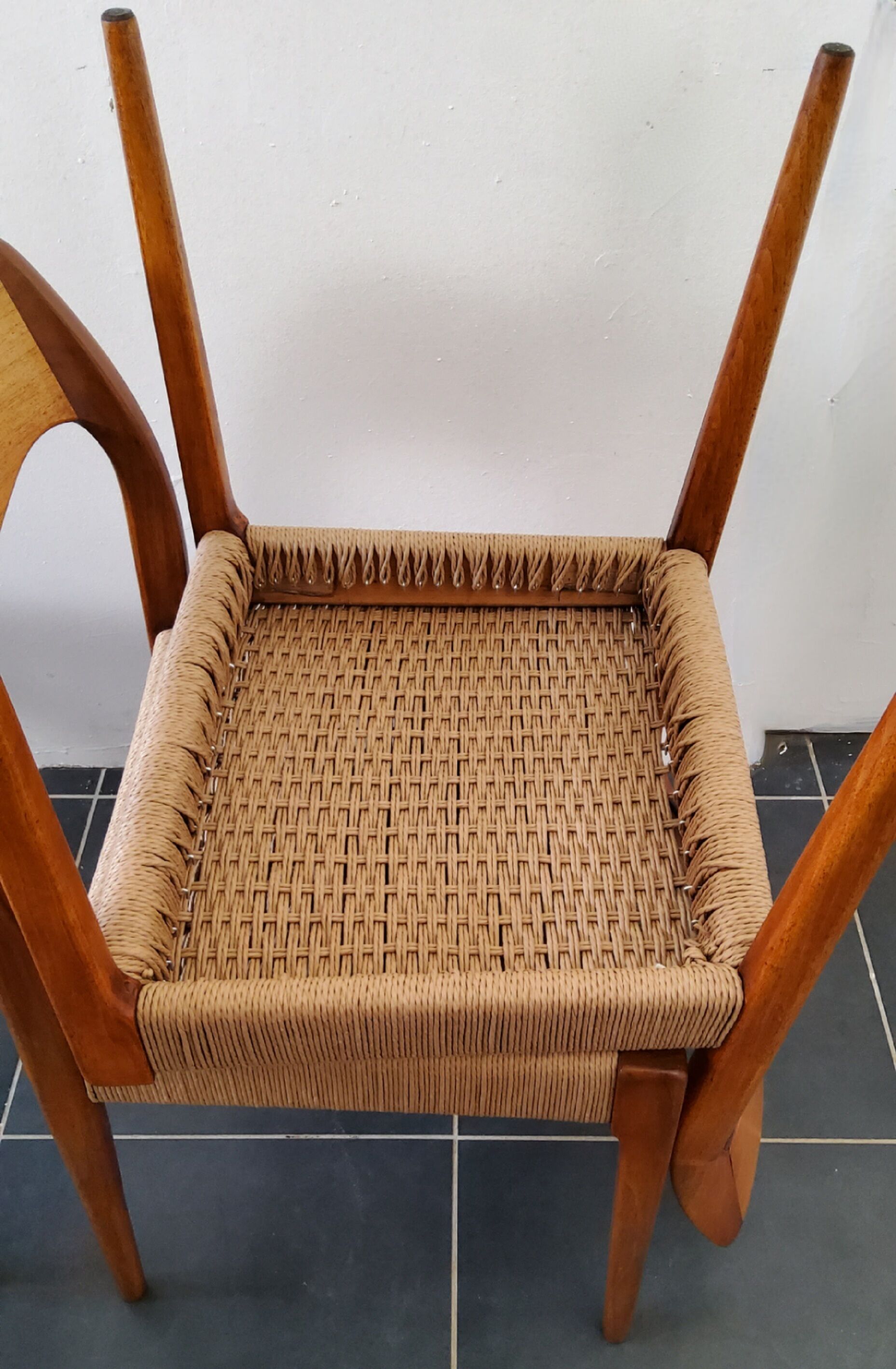 4 Scandinavian chairs by Niels Otto Møller, Danish design, 1950s, wood and rope