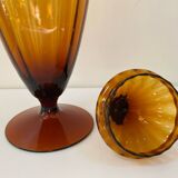 Large XL candy jar Empoli Italy in amber blown glass - 1960s