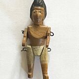 Painted wooden Indian figure, French brand Radiguet, vintage toy.