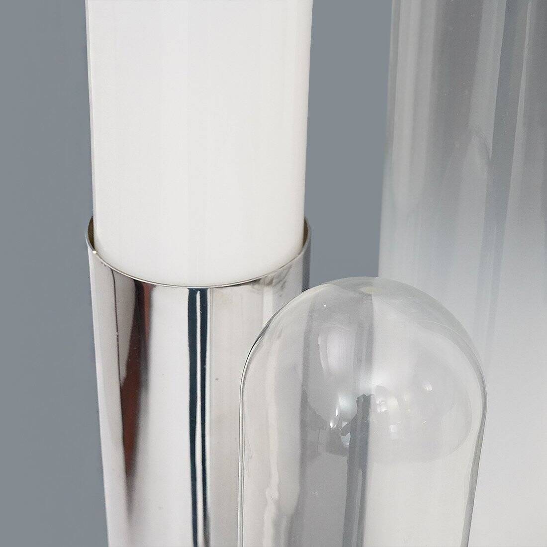 Chrome metal and glass floor lamp, 1970s