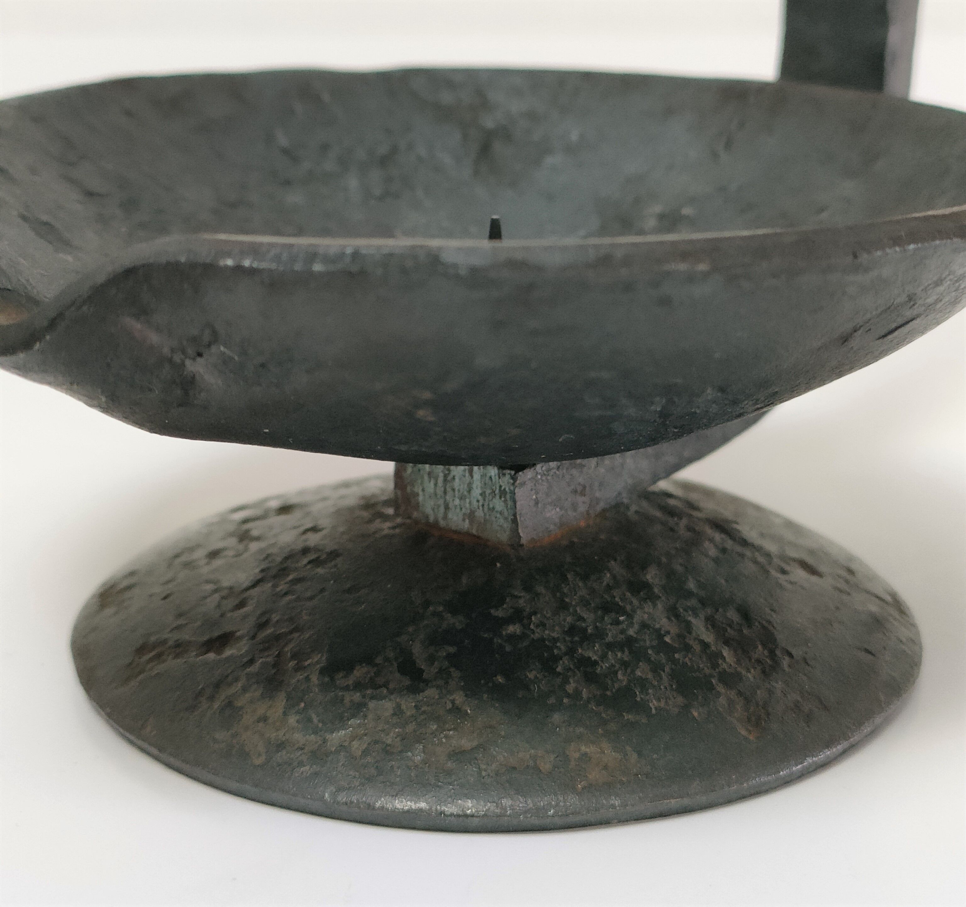 brutalist hand candle holder wrought iron 50s