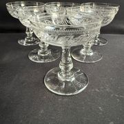 6 coupes à champagne Baccarat gravure Grecque inclinée